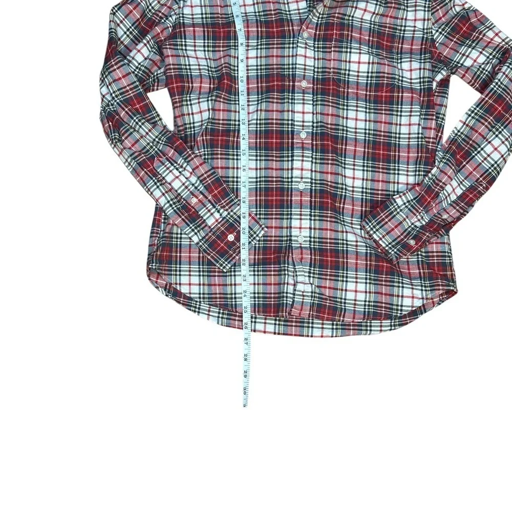 J.Crew Broken-In Oxford Slim Fit Plaid Shirt Red Navy White Tartan Men’s M